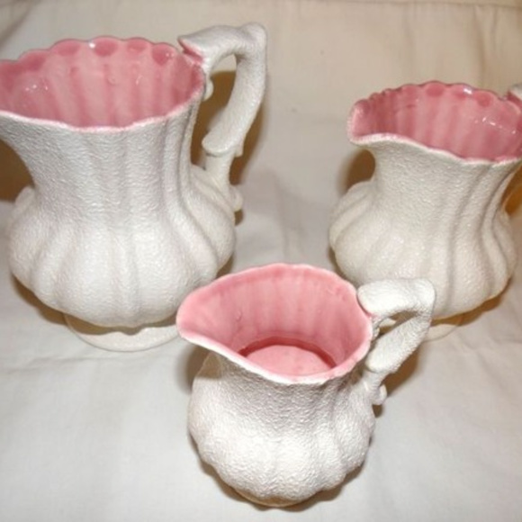 3 Small Decorative Pitchers Pink/White - Picture 3 of 11